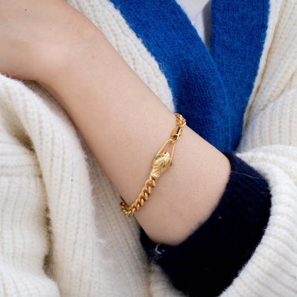 *NEW* 18K Gold Plated Stainless Steel Snake Link Bracelet - Picture 4 of 7